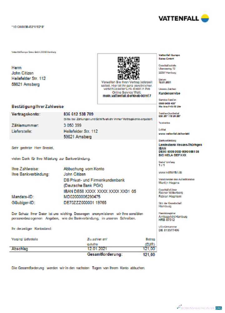 download download Germany VATTENFALL utility bill